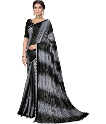 Sariya Lycra Woven Saree With Unstitched Blouse Piece ( Black )