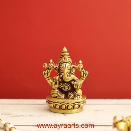 Shri Gajamukha Ganesha Brass Idol - 3 Inch Height Shri Gajamukha Ganesha Brass Idol - 3 Inch Height