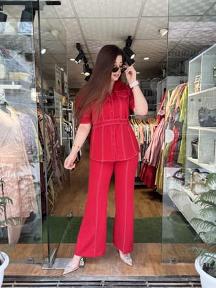 Charlie Red Thread Detailing Cord Set-M