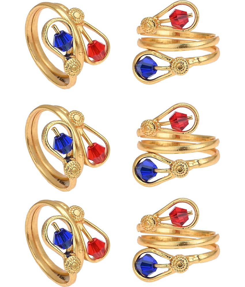 AanyaCentric Silver Plated 3 Pair Toe Rings