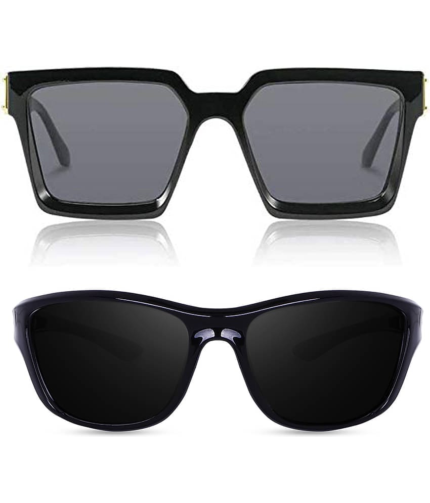 Kanny Devis - Black Rectangular Sunglasses ( Pack of 2 )