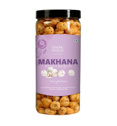 Vishnu Delight Organic Roasted Makhana, Magic Masala Flavor, 90g - Crunchy, Deliciously, and  Full of Flavorful Indian Spices