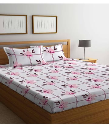 Klotthe Poly Cotton 1 Double King Bedsheet with 2 Pillow Covers ( Lavender )