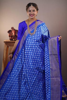 Pure Pochampally Ikkat Silk Blue Color