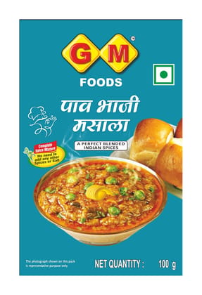 GM Foods Pav Bhaji Masala 100g PACK OF - 1 | Authentic Mumbai Style Spice Mix | No Need for Extra Salt or Spices | Perfect Blend of Indian Spices for Delicious Street Style Pav Bhaji at Home
