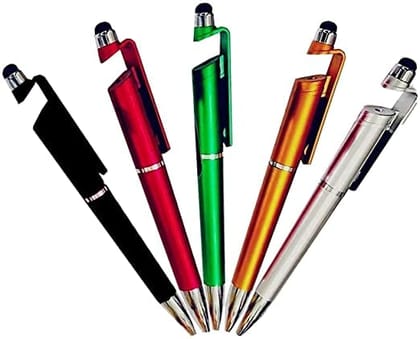 NOCXTUN Aluminium PEN-78 Pack of 5 Universal 3 in 1 Capacitive Screen Stylus Touch Pen with Mobile Stand Holder, Writing Pen (Compatible for Android Touch Screen Smart Phones and Tablets