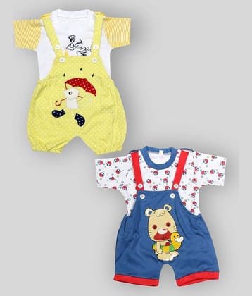 Babeezworld Pack of 2 Baby Girls Cotton Dungarees ( Multicolor )