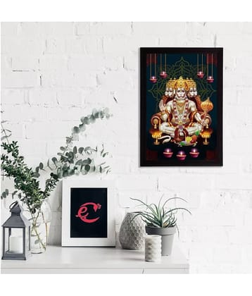 eCraftIndia Panch Mukhi Lord Hanuman Satin Matt Texture UV Art Painting