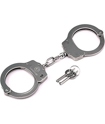 KP2®  Fancy Dresses Hand Cuffs for Kids Cop Sheriff Officer Handcuff Toy Role Play Costume Accessories Metal Fur Handcuffs Hathkadi Toy - Silver (Pack of 1)
