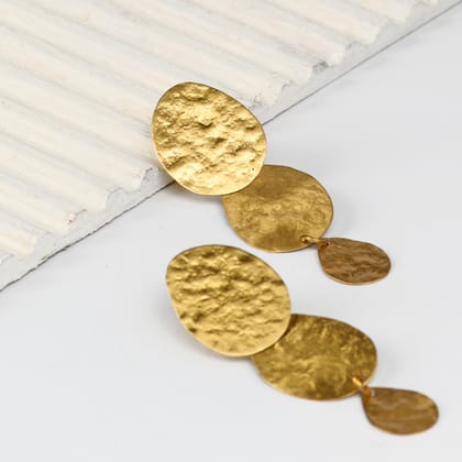 Wave Pattern Handcrafted Brass Textured Earring