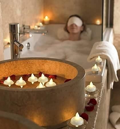 Flameless LED Tea Lights - Battery Operated Realistic Candles Pack of 24