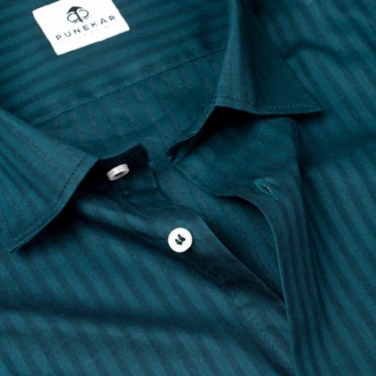 Peacock Color vertical Cotton stripe Shirt For Men-M (38 Inch) (98 CM) / Full