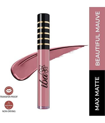 Iba Maxx Matte Liquid Lipstick Beautiful Mauve, 2.6 ml , Transfer Proof , Non Drying,Pack of 1