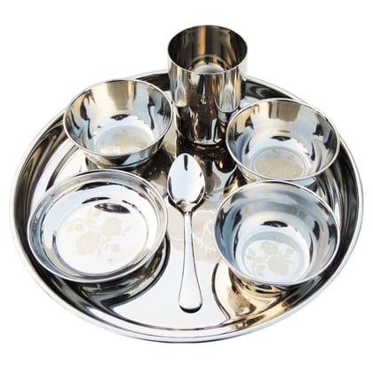 Laser Design Stainless Steel Thali Set 7 PCS Craft Code 152 (SMAS061 B)