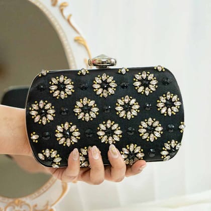 Floret Blossom Clutch Bag-Black