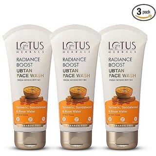 Lotus Herbals Radiance Boost Ubtan Face Wash  Turmeric Sandalwood And Rose Water 100Gm  (Pack Of 3)