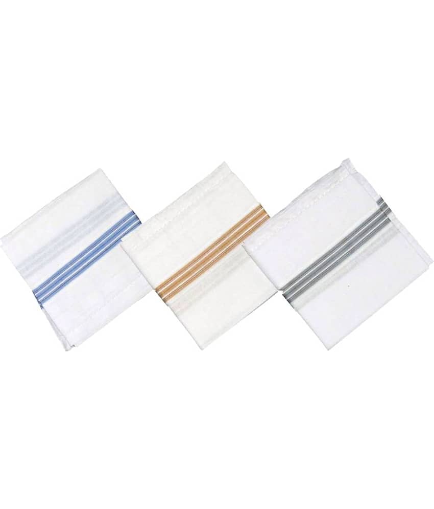 Tahiro White Cotton Coloued Border Handkerchiefs - Pack Of 3