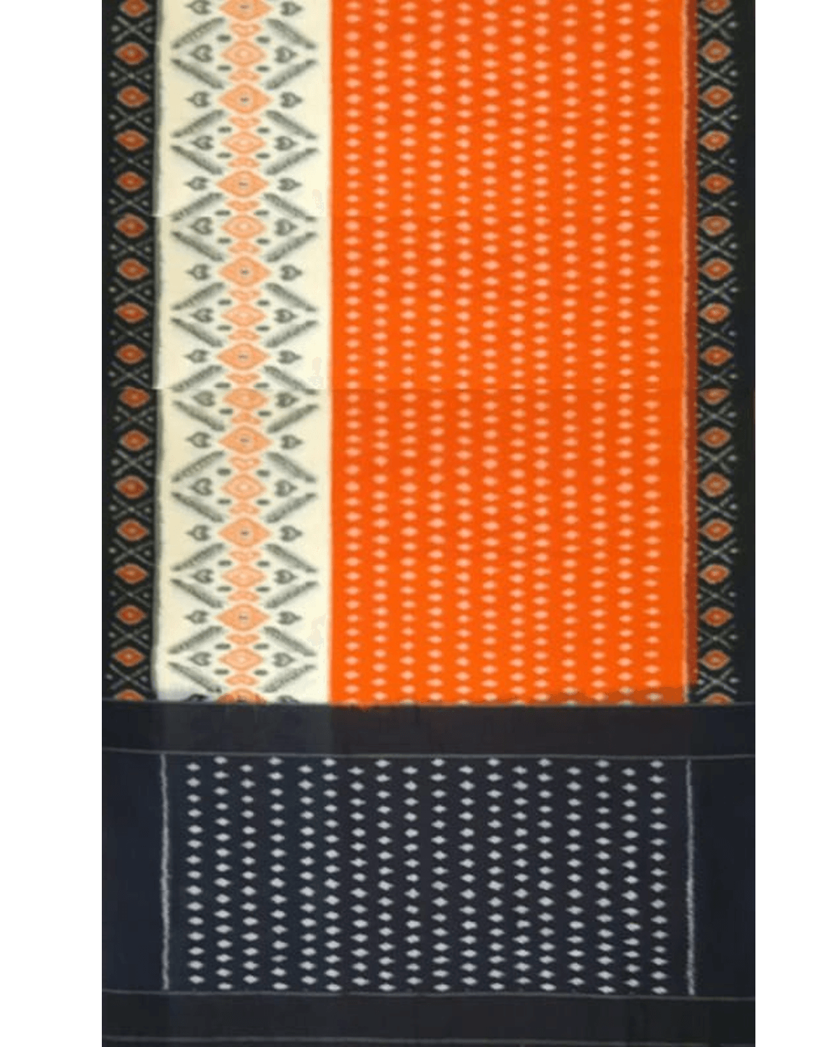 ORANGE WITH BLACK COLOR IKKAT COTTON SAREE
