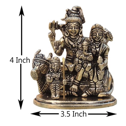 Brass Shiv Parivar God Idol - Religious Family Murti, Height : 4 Inch (BSMAS975 B)