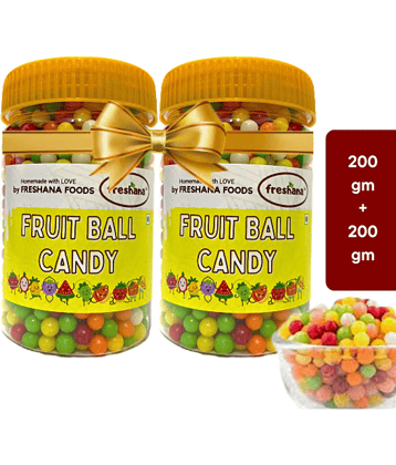 Freshana Yummy Fruitball Candy Multi Color Fruit Candy Drops 200 gm Pack of 2