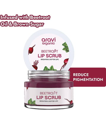 Aravi Organic Beetroot Lip Scrub For Brightening Dark Lips For Dark Chapped & Pigmented Lips , 15 gm