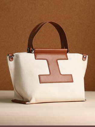 The Riviera-Daze Hand Bag - Russet Brown & Cream White-Hand Bag