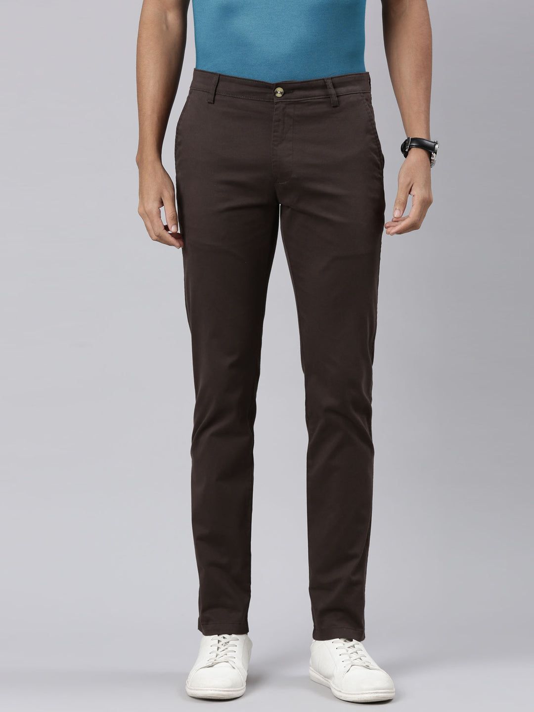 Classic Polo Men's Dark Grey Cotton Lycra Slim Fit Trousers | TRS-CHINO-D.GRY MF LY