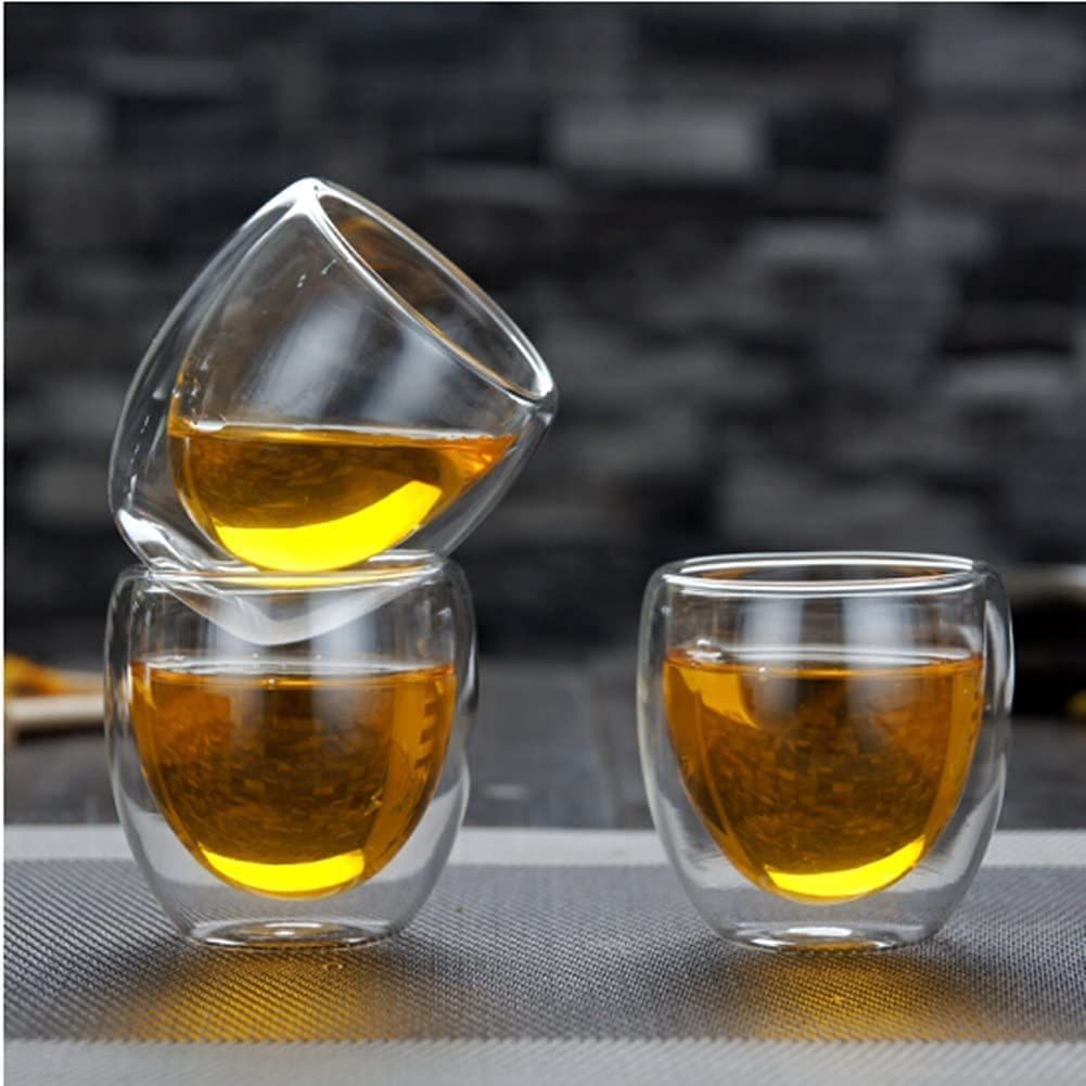 Double Wall Glass 250Ml Set of 2 Double Layer Tea & Coffee Cup Double Walled Glass Mugs for hot & Cold Drinks Coffee Tea Milk cappuchino Juice (240 Ml Tumbler)