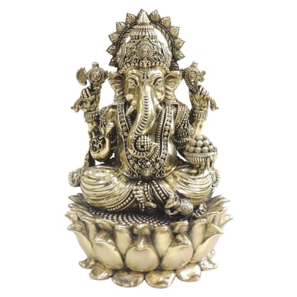 Brass Ganesh Ji Idol Statue for Home Temple, Large Size, Height : 9 Inch (BSMAS1945 G)