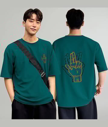 happy khajana Pack of 1 Polyester Oversized Fit Men's T-Shirt ( Teal )