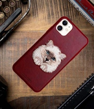 iPhone 12 Mini - Santa Barbara Savanna Series Genuine Leather Case Cover-Cat