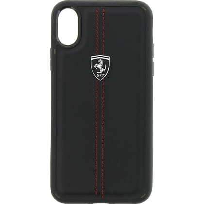 Ferrari ® iPhone X to 12 Pro Max Genuine Leather Crafted Case-iPhone X/XS / Black