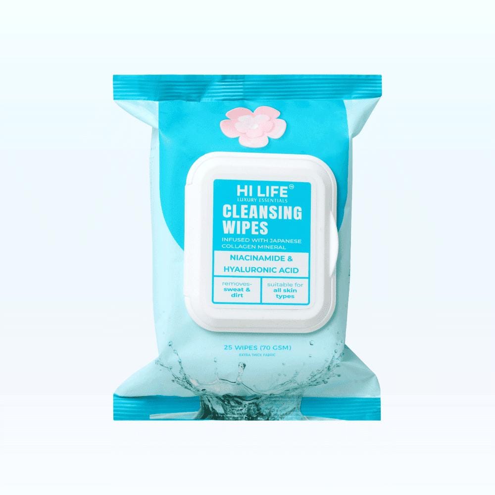 Cleansing Wet Wipes | Niacinamide + Hyaluronic Acid | 70 GSM Thick | Pack of 25 Wipes