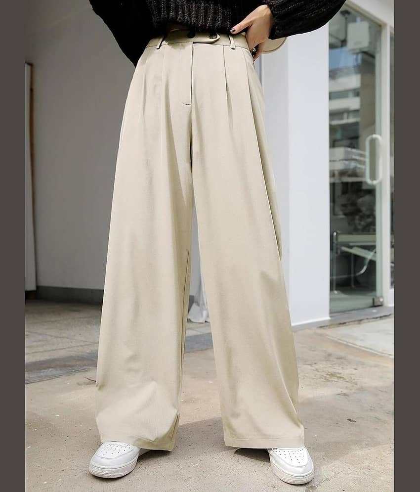 kotty Women Lycra Korean Trousers ( Beige )