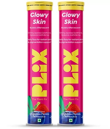Plix Glutathione Skin Glow Effervescent Tablet 500mg for Clear & Youthful Skin(2 x 15 Tablets)
