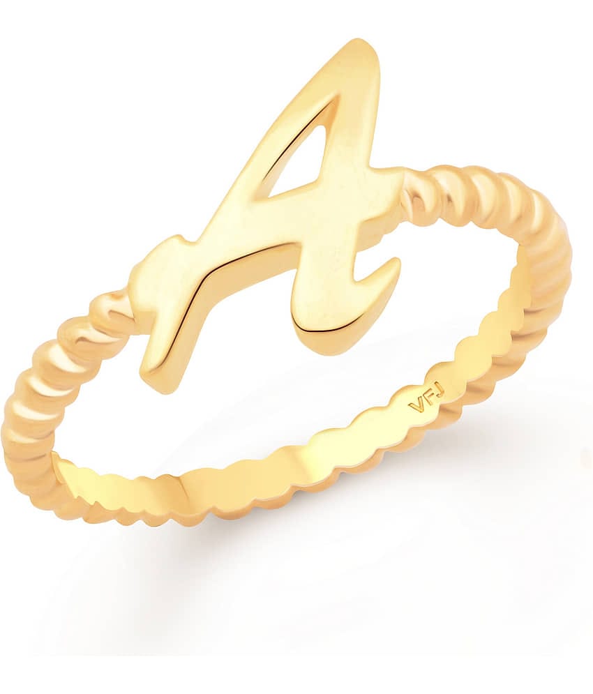 Vighnaharta Spiral Ring Shank A Letter Gold Plated Alloy Finger Ring for Women and Girls - [VFJ1305FRG15]