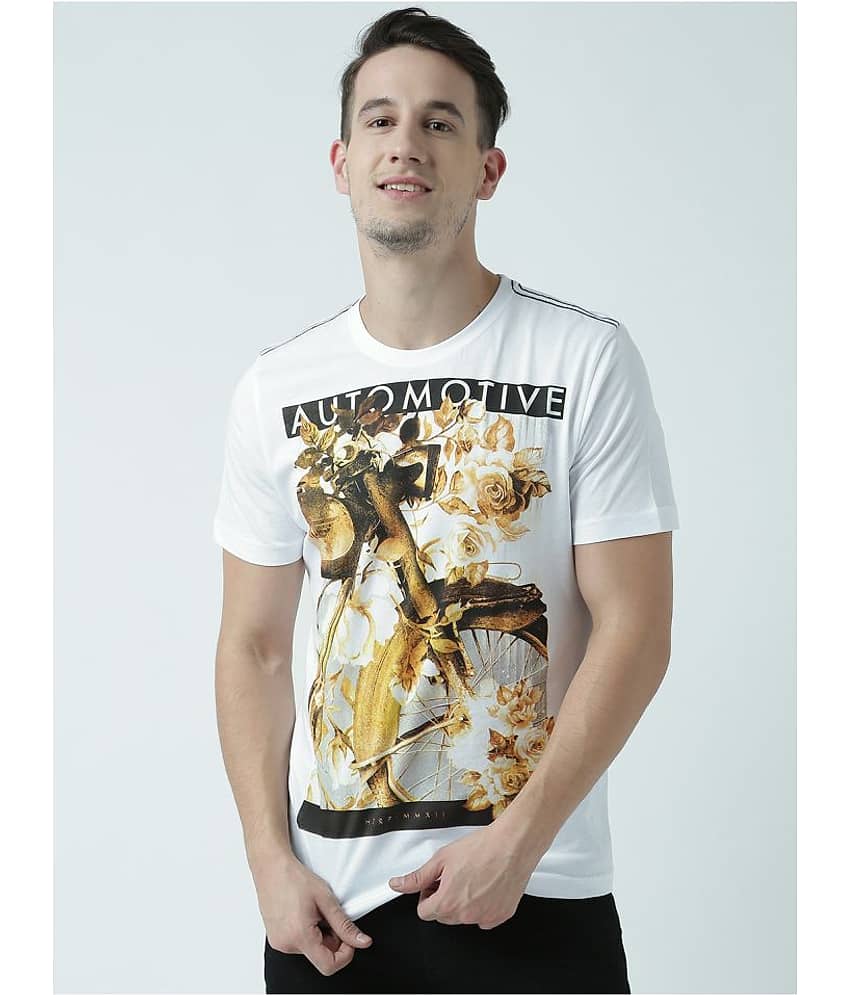 Huetrap Pack of 1 Cotton Regular Fit Men's T-Shirt ( White )