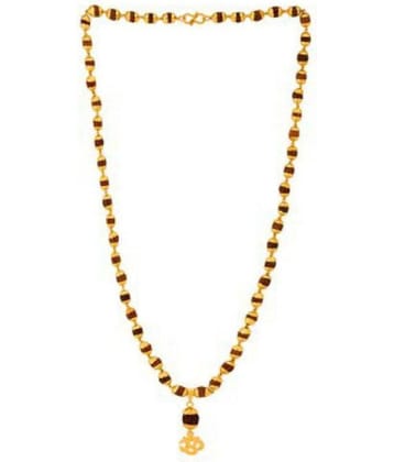 Onnet 100% Original 5 Mukhi Rudraksha Mala And 1 Rudraksha Pendal With Gold Plated Wire