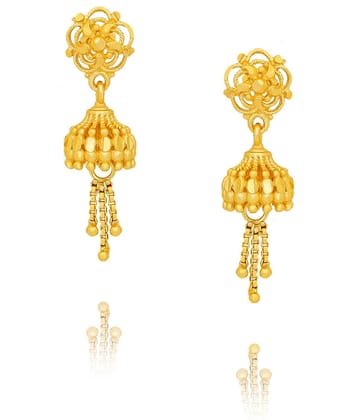LUV FASHION Golden Jhumki Earrings ( Pack of 1 )