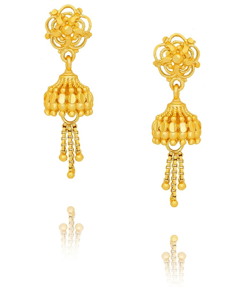 LUV FASHION Golden Jhumki Earrings ( Pack of 1 )