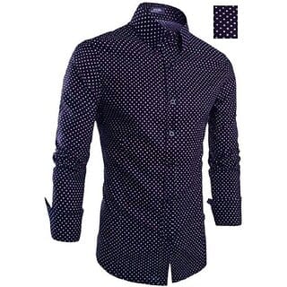 Fashlook Polka Print Curved Collar Regular Fit Cotton Blend Casual Maroon Shirt For Mens