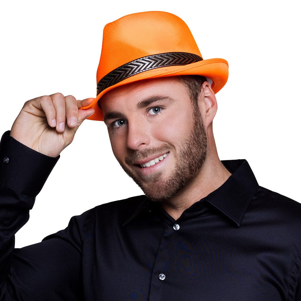 Fedora Hat Neon Orange