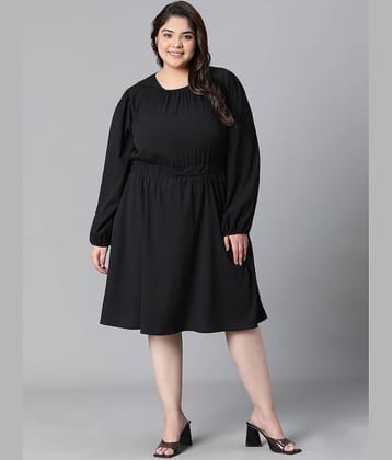 Oxolloxo Women Polyester Solid A-line Dress ( Black )