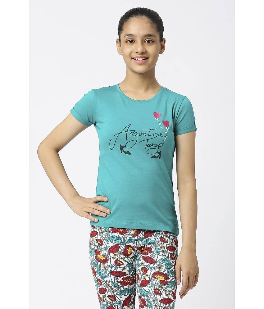 Sini Mini Pack of 1 Girls 100% Cotton T-Shirt ( Green )