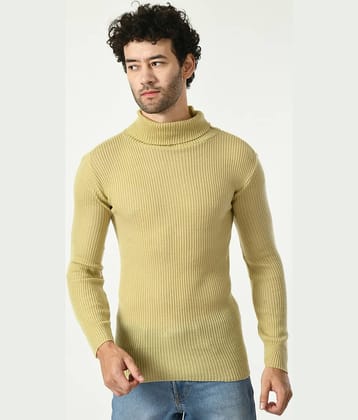 IndiWeaves Woollen High Neck Men's Full Sleeves Pullover Sweater - Beige ( Pack of 1 )
