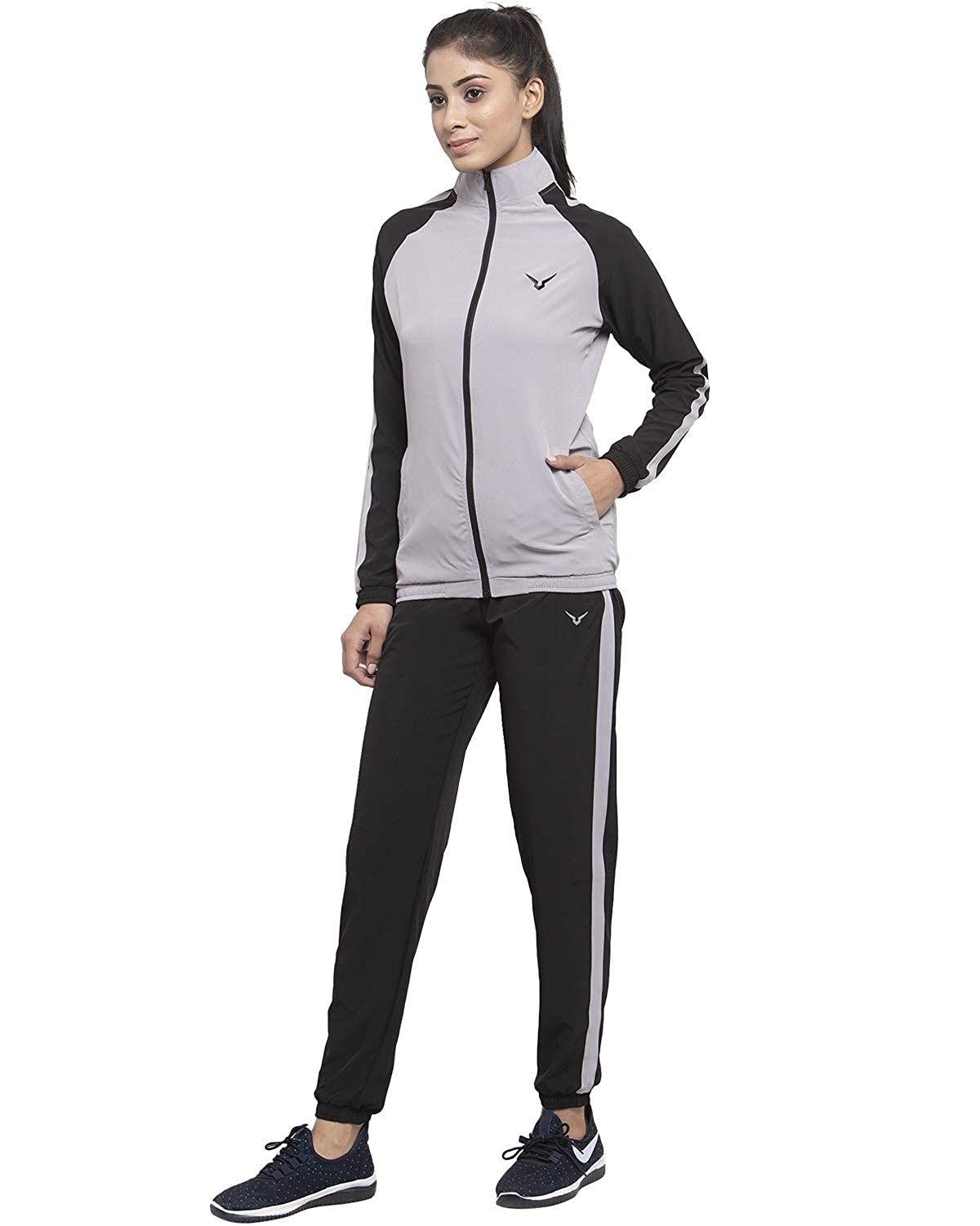 Invincible Women’s Light Weight Lounge Tracksuit-Grey_Black / S
