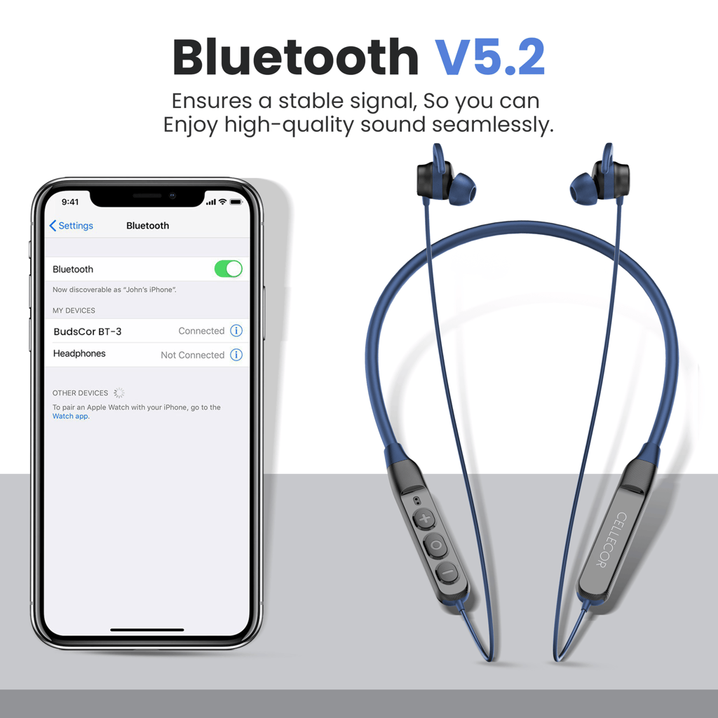 Cellecor Wireless Waterproof Neckband with 25 Hrs playtime Headphone Bluetooth - Blue