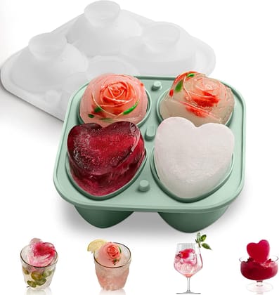 NATURALLY YOURS Silicone 2 Rose +2 Heart Shape Tray 157 X 157 X 68 MM Clear LID + black Bottom