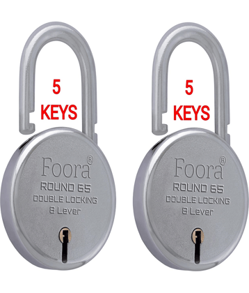 Foora Round 65 with 5 Separate Keys Set of 2 Each, Steel Heavy Duty Shackle , Double Locking Technology 65mm