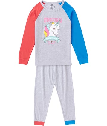 Cub Mcpaws Pack of 1 Girls Cotton Blend Nightsuit Set ( Grey )